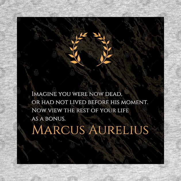 Life as a Bonus: 'Imagine you were now dead, or had not lived before this moment. Now view the rest of your life as a bonus.' -Marcus Aurelius Design by Dose of Philosophy